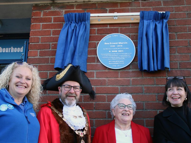 Maria Perrett and Melissa Blackburn from Lockleaze Neighbourhood Trust with resident Christine Welch and Lord Mayor Andrew Varney